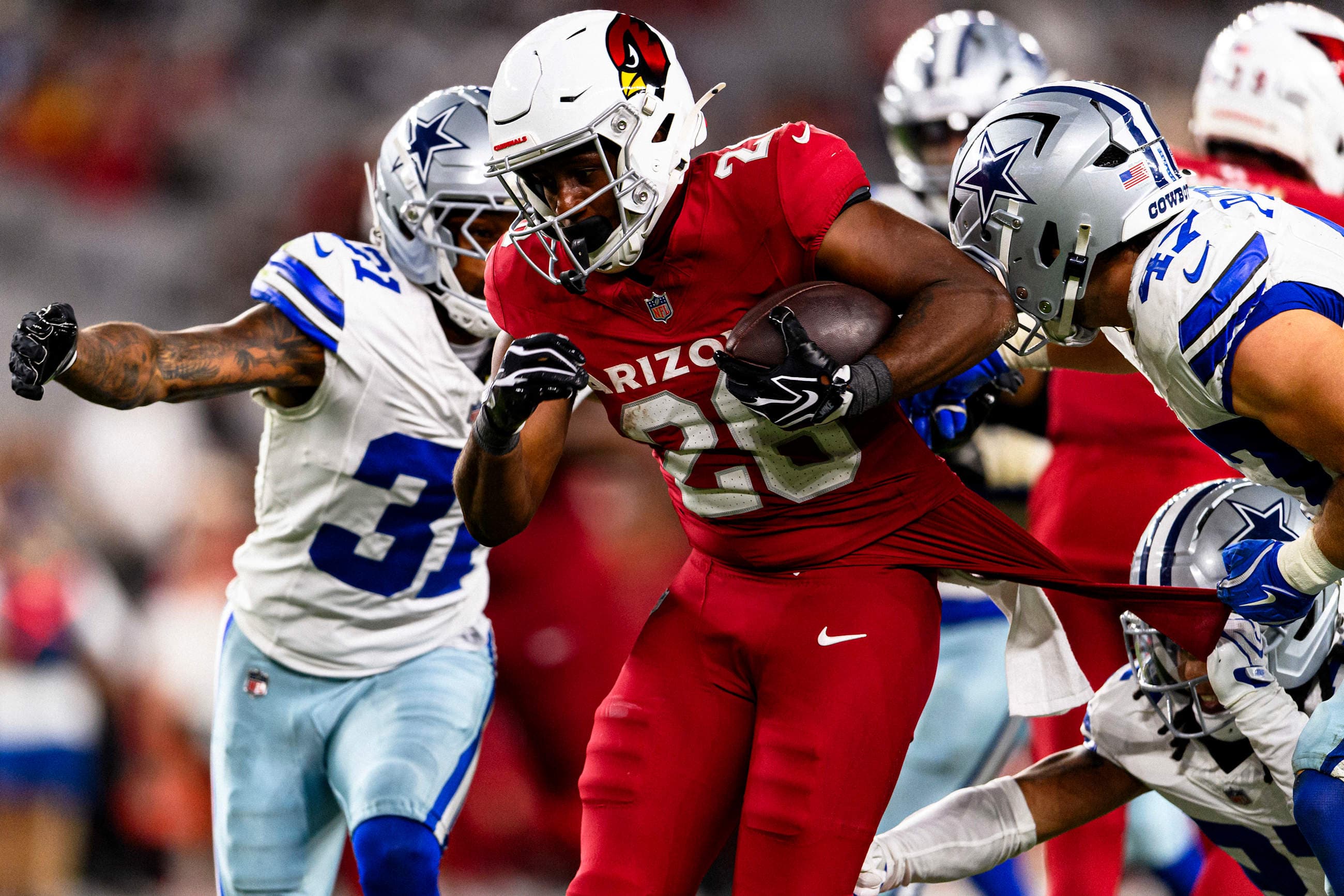 Arizona Cardinals running back Tre Stewart (26) during the Week 2 preseason game between the Arizona Cardinals and the Dallas Cowboys on Saturday, Aug. 22, 2026 at State Farm Stadium.