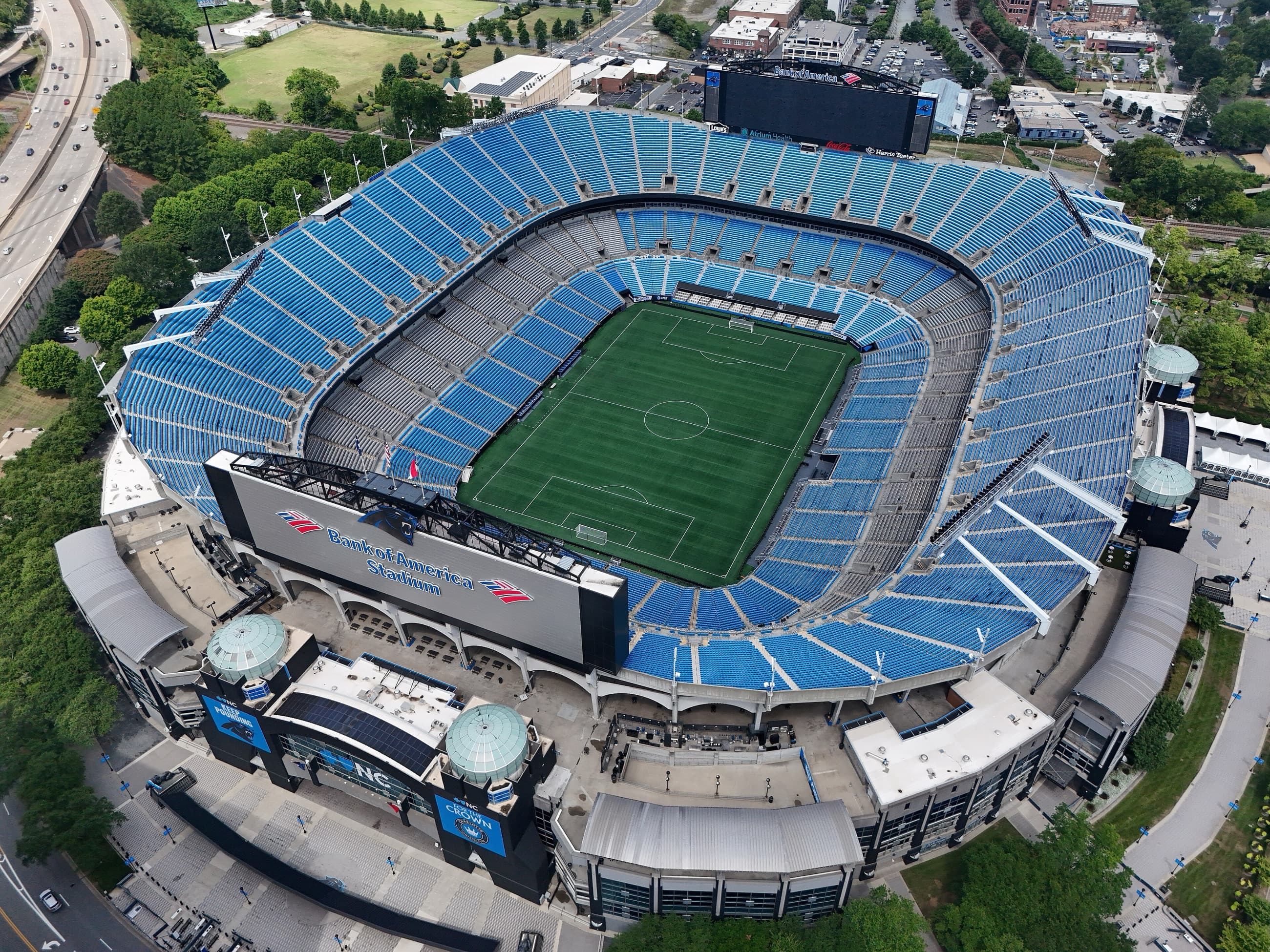 Aerial view of Bank of America Stadium in Charlotte