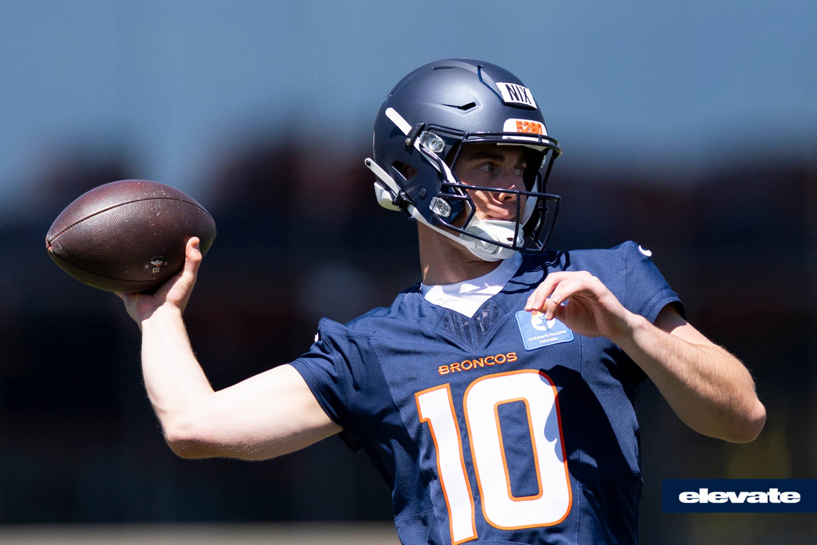 Bo Nix during a mandatory minicamp practice at Broncos Park Powered by CommonSpirit in Englewood, Colorado on June 17, 2026. Photo by Gabriel Christus / Denver Broncos